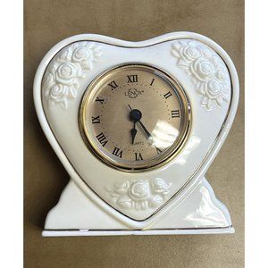 Lenox White and Gold Heart Clock